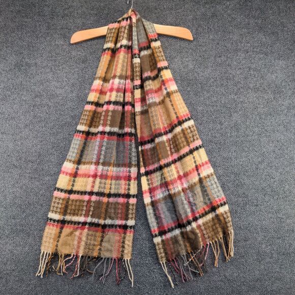 V. Fraas Cashmink Womens Scarf Multi Size 11x63.5 Knit 100% Acrylic Plaid - Picture 2 of 5